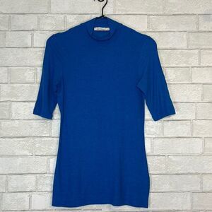 Hessnatur Hess Natur Modal Wool Blend Half Sleeve Mock Neck Top 34 XS